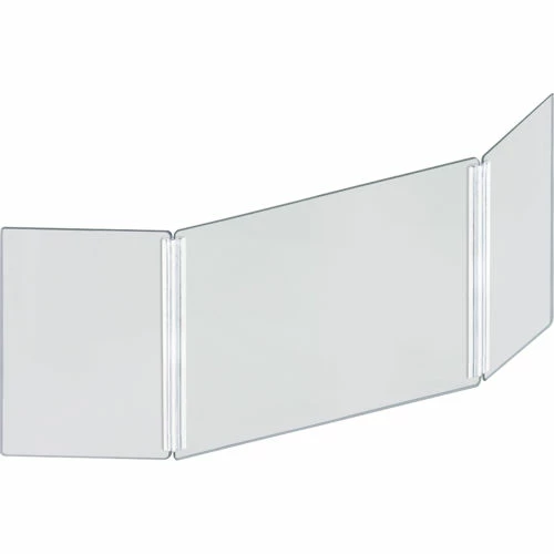 Global Approved Small Tri-Fold Protective Shield, 46"W x 18"H - Clear