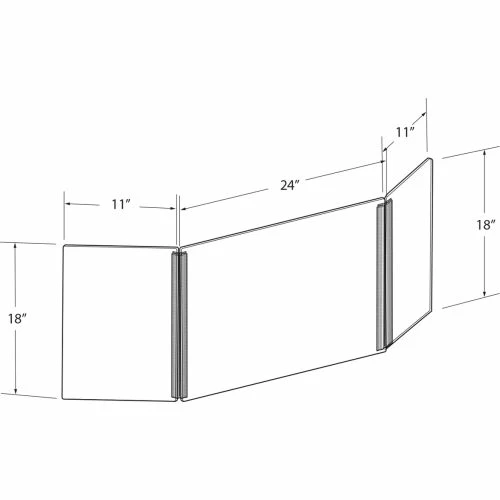 Global Approved Small Tri-Fold Protective Shield, 46"W x 18"H - Clear - Image 2