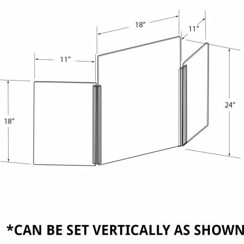 Global Approved Small Tri-Fold Protective Shield, 46"W x 18"H - Clear - Image 3