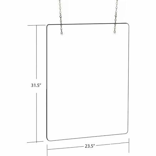 Global Approved 179904 Hanging Cashier Shield, Acrylic 23-1/2"W x 31-1/2"H - Pkg Qty 2 - Image 4