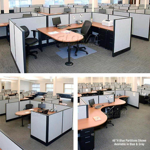 Interion By Global Industrial Interion® Non-Electric Office Partition Panel with Raceway, 60-1/4"W x 46"H, Gray - Image 9