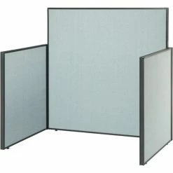 Interion By Global Industrial Interion® Pre-Configured Office Cubicle - 5'W x 4'D x 60"H - Starter Kit - Blue