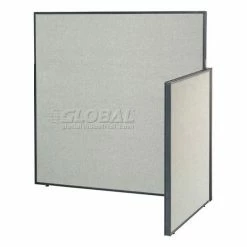 Interion By Global Industrial Interion® Pre-Configured Office Cubicle - 4'W x 4'D x 60"H - Add-On Kit - Gray