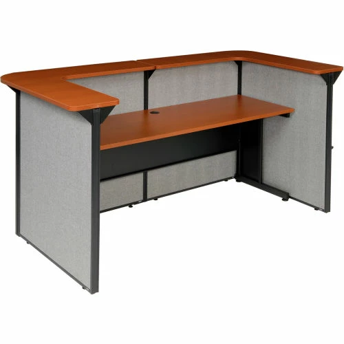 Interion By Global Industrial Interion® U-Shaped Reception Station, 88" W x 44"D x 44"H, Cherry Counter, Gray Panel - Image 9