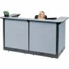 Interion By Global Industrial Interion® U-Shaped Electric Reception Station, 88"W x 44"D x 46"H, Gray Counter, Blue Panel