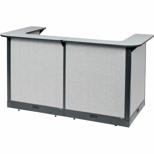 Interion By Global Industrial Interion® U-Shaped Electric Reception Station, 88"W x 44"D x 46"H, Gray Counter, Gray Panel - Image 2