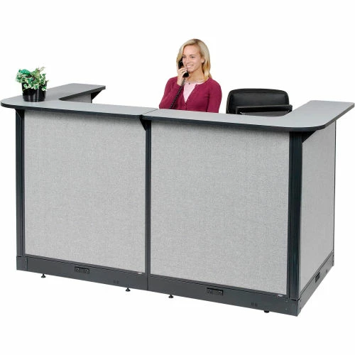 Interion By Global Industrial Interion® U-Shaped Electric Reception Station, 88"W x 44"D x 46"H, Gray Counter, Gray Panel - Image 5
