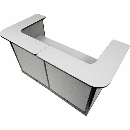 Interion By Global Industrial Interion® U-Shaped Electric Reception Station, 88"W x 44"D x 46"H, Gray Counter, Gray Panel - Image 6