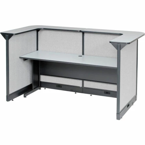 Interion By Global Industrial Interion® U-Shaped Electric Reception Station, 88"W x 44"D x 46"H, Gray Counter, Gray Panel - Image 7