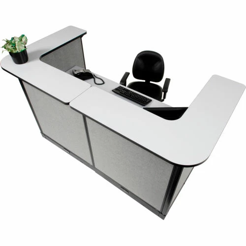 Interion By Global Industrial Interion® U-Shaped Electric Reception Station, 88"W x 44"D x 46"H, Gray Counter, Gray Panel - Image 9