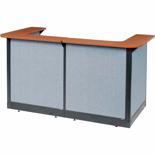 Interion By Global Industrial Interion® U-Shaped Reception Station With Raceway, 88"W x 44"D x 46"H, Cherry Counter - Image 3