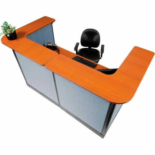 Interion By Global Industrial Interion® U-Shaped Reception Station With Raceway, 88"W x 44"D x 46"H, Cherry Counter - Image 9