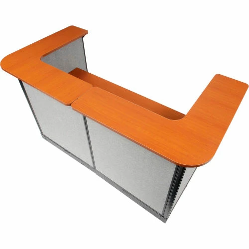 Interion By Global Industrial Interion® U-Shaped Reception Station w/Raceway 88"W x 44"D x 46"H Cherry Counter Gray Panel - Image 6