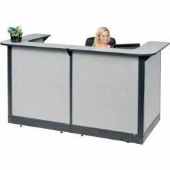Interion By Global Industrial Interion® U-Shaped Reception Station With Raceway, 88"W x 44"D x 46"H, Gray Counter, Gray Panel