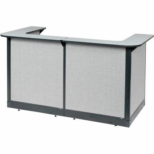 Interion By Global Industrial Interion® U-Shaped Reception Station With Raceway, 88"W x 44"D x 46"H, Gray Counter, Gray Panel - Image 2