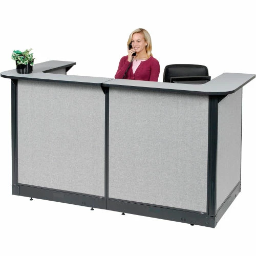 Interion By Global Industrial Interion® U-Shaped Reception Station With Raceway, 88"W x 44"D x 46"H, Gray Counter, Gray Panel - Image 5