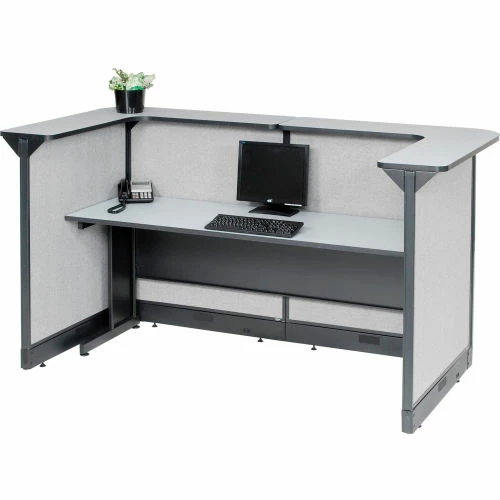 Interion By Global Industrial Interion® U-Shaped Reception Station With Raceway, 88"W x 44"D x 46"H, Gray Counter, Gray Panel - Image 8