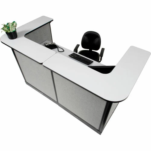 Interion By Global Industrial Interion® U-Shaped Reception Station With Raceway, 88"W x 44"D x 46"H, Gray Counter, Gray Panel - Image 9