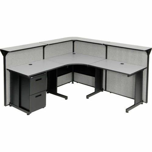 Interion By Global Industrial Interion® L-Shaped Reception Station, 80"W x 80"D x 44"H, Gray Counter, Gray Panel - Image 7