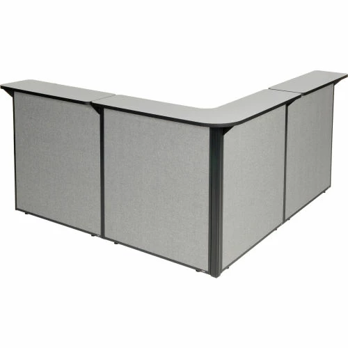 Interion By Global Industrial Interion® L-Shaped Reception Station, 80"W x 80"D x 44"H, Gray Counter, Gray Panel - Image 8