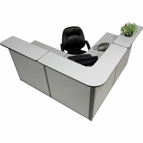 Interion By Global Industrial Interion® L-Shaped Reception Station, 80"W x 80"D x 44"H, Gray Counter, Gray Panel - Image 10