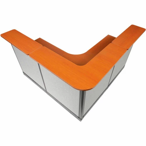 Interion By Global Industrial Interion® L-Shaped Reception Station w/Raceway 80"W x 80"D x 46"H Cherry Counter Gray Panel - Image 8