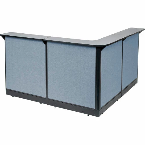 Interion By Global Industrial Interion® L-Shaped Reception Station With Raceway, 80"W x 80"D x 46"H, Gray Counter, Blue Panel - Image 4