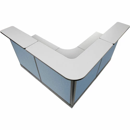 Interion By Global Industrial Interion® L-Shaped Reception Station With Raceway, 80"W x 80"D x 46"H, Gray Counter, Blue Panel - Image 8