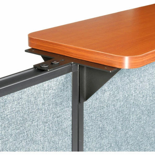 Interion By Global Industrial Interion® L-Shaped Reception Station, 116"W x 80"D x 44"H, Cherry Counter, Blue Panel - Image 12