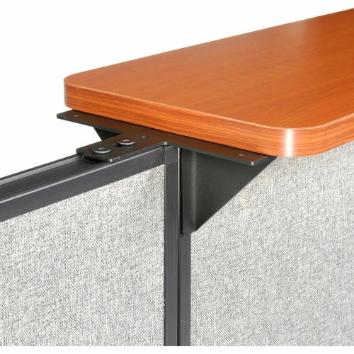 Interion By Global Industrial Interion® L-Shaped Reception Station, 116"W x 80"D x 44"H, Cherry Counter, Gray Panel - Image 12