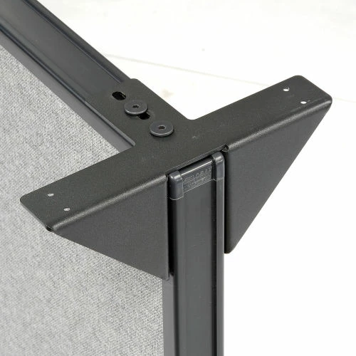 Interion By Global Industrial Interion® L-Shaped Reception Station, 80"W x 80"D x 44"H, Cherry Counter, Gray Panel - Image 16