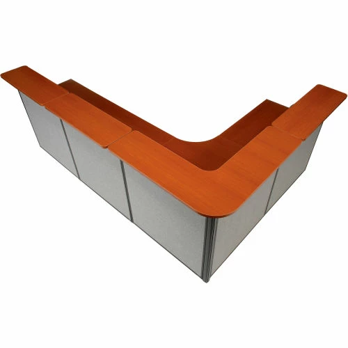 Interion By Global Industrial Interion® L-Shaped Reception Station, 116"W x 80"D x 44"H, Cherry Counter, Gray Panel - Image 5