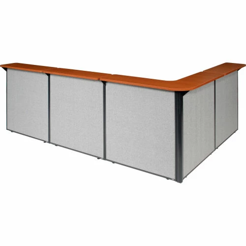 Interion By Global Industrial Interion® L-Shaped Reception Station, 116"W x 80"D x 44"H, Cherry Counter, Gray Panel - Image 6