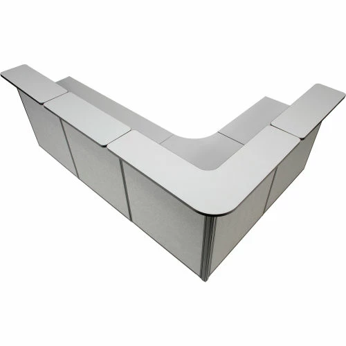 Interion By Global Industrial Interion® L-Shaped Reception Station, 116"W x 80"D x 44"H, Gray Counter, Gray Panel - Image 5