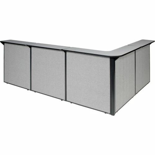 Interion By Global Industrial Interion® L-Shaped Reception Station, 116"W x 80"D x 44"H, Gray Counter, Gray Panel - Image 6