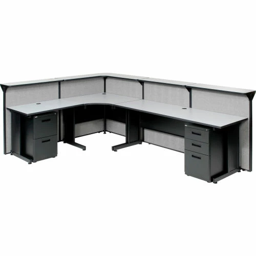 Interion By Global Industrial Interion® L-Shaped Reception Station, 116"W x 80"D x 44"H, Gray Counter, Gray Panel - Image 7