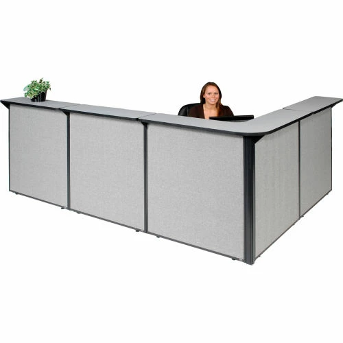 Interion By Global Industrial Interion® L-Shaped Reception Station, 116"W x 80"D x 44"H, Gray Counter, Gray Panel - Image 8