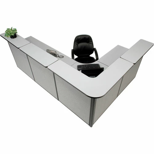 Interion By Global Industrial Interion® L-Shaped Reception Station, 116"W x 80"D x 44"H, Gray Counter, Gray Panel - Image 9