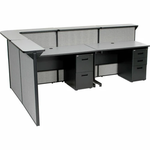 Interion By Global Industrial Interion® L-Shaped Reception Station, 116"W x 80"D x 44"H, Gray Counter, Gray Panel - Image 10