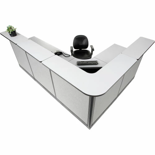 Interion By Global Industrial Interion® L-Shaped Reception Station w/Raceway 116"W x 80"D x 46"H Gray Counter Gray Panel - Image 2