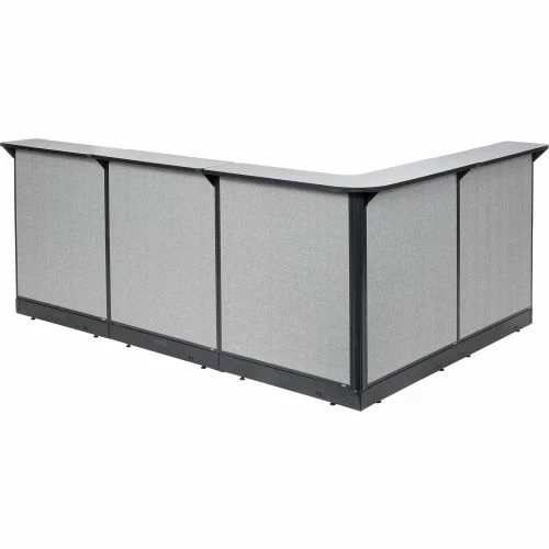 Interion By Global Industrial Interion® L-Shaped Reception Station w/Raceway 116"W x 80"D x 46"H Gray Counter Gray Panel - Image 5