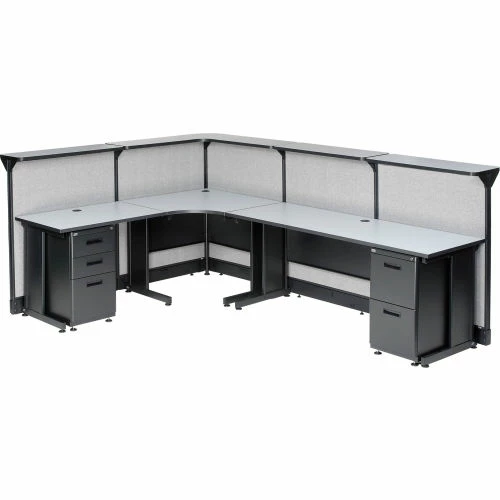 Interion By Global Industrial Interion® L-Shaped Reception Station w/Raceway 116"W x 80"D x 46"H Gray Counter Gray Panel - Image 6