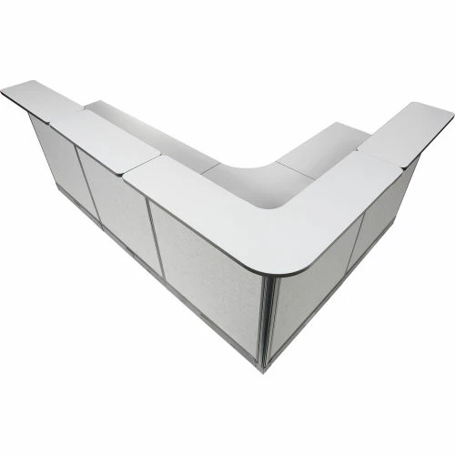 Interion By Global Industrial Interion® L-Shaped Reception Station w/Raceway 116"W x 80"D x 46"H Gray Counter Gray Panel - Image 7