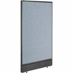 Interion By Global Industrial Interion® Non-Electric Office Partition Panel with Raceway, 24-1/4"W x 46"H, Blue
