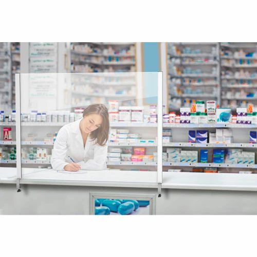 Global Industrial™ Cashier Shield 48"W X 36"H, With Clamp On Base, Silver - Image 2