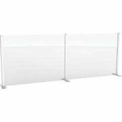 Global Industrial™ Cashier Shield 96"Wx36"H W/ Racetrack Base And Center Racetrack Base Silver