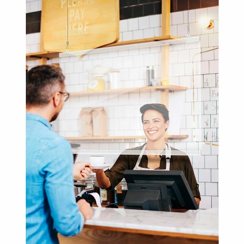 Global Industrial Hanging Cashier Shield, 56"W x 22"H, 2/Pack - Image 2