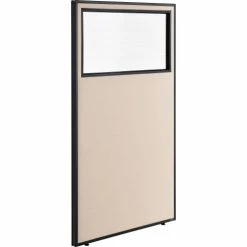 Interion By Global Industrial Interion® Office Partition Panel With Partial Window, 36-1/4"W x 60"H, Tan