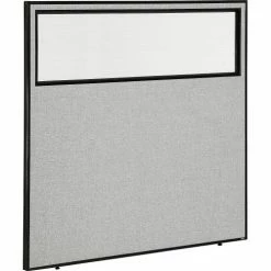 Interion By Global Industrial Interion® Office Partition Panel with Partial Window, 60-1/4"W x 60"H, Gray