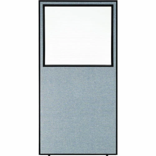 Interion By Global Industrial Interion® Office Partition Panel with Partial Window, 36-1/4"W x 72"H, Blue - Image 2